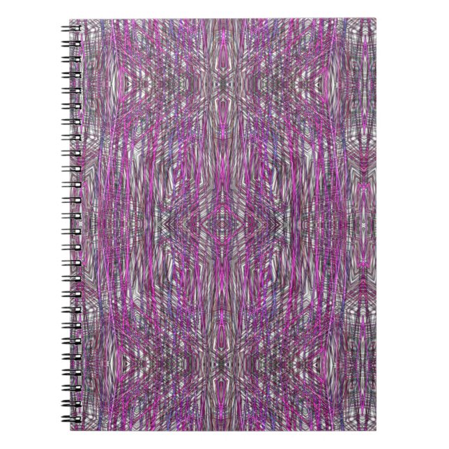 Artistic Pink and Grey Lines Spiral Notebook (Front)