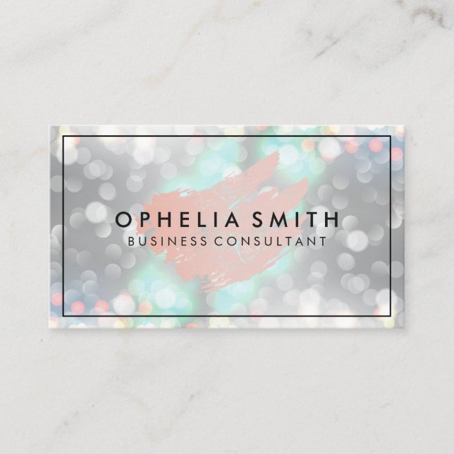 Artistic Pink Brushed | Bokeh Glitter Glamour Business Card (Front)
