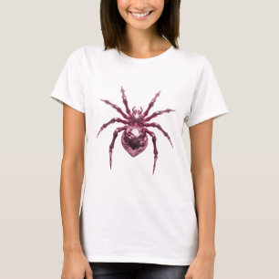 Artistic Pink METALLIC SPIDER Design T-Shirt