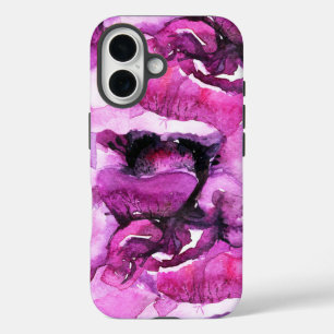 Artistic pink purple modern watercolor flowers iPhone 16 case