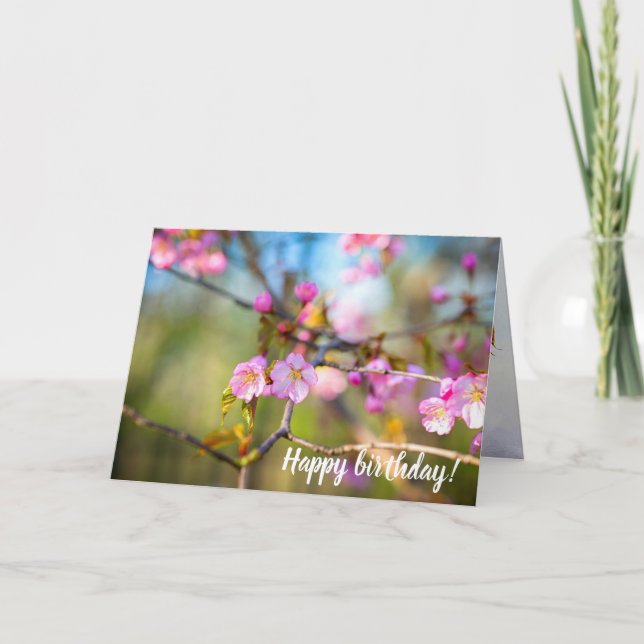 Artistic Pink Sakura Flowers In The Cherry Garden Card (Front)