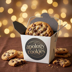 Artistic Playful Gold & Brown Apology Cookies Favor Box