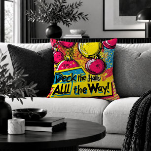 Artistic Pop Art Christmas Ornament Accent Pillow
