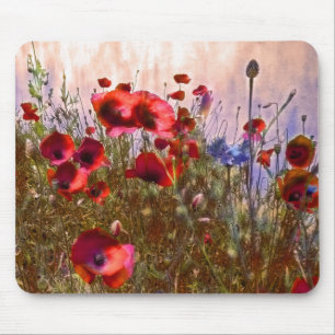 Artistic poppies mouse pad