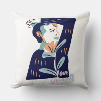 Artistic Portrait Love Yourself Throw Pillow