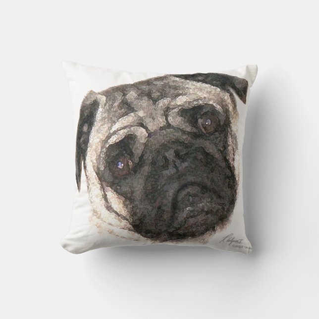 Artistic Pug Face Pillow (Front)