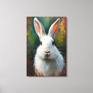 Artistic Rabbit Portrait – Vibrant Oil Painting Canvas Print