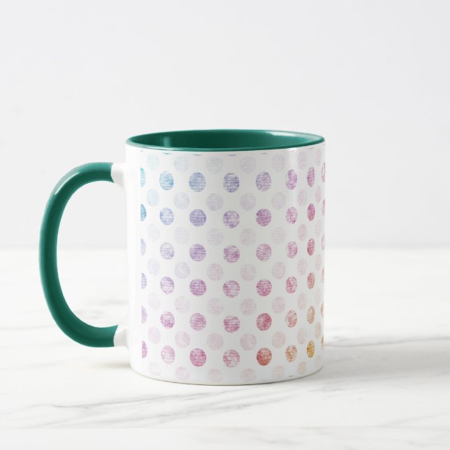 Artistic Rainbow Colour Polka Dot Pattern Drinkwar Mug (Left)