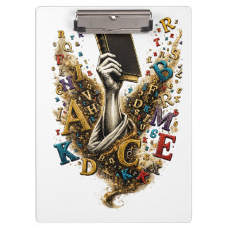 Artistic Reading & Alphabet Spiral Notebook). Clipboard