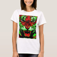 Artistic Red and Green Tiger Face Painting