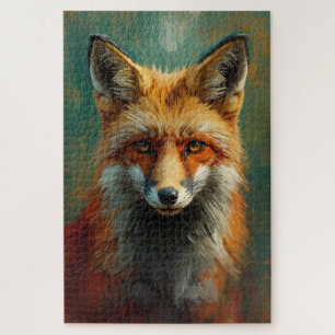 Artistic Red Fox Portrait – Vibrant Oil Painting Jigsaw Puzzle