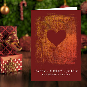 Artistic Red Heart Drawing Family Christmas Holiday Card