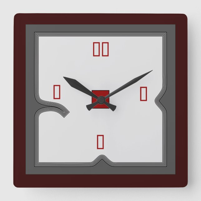 Artistic Red/ White/Grey >Wall Clock (Front)