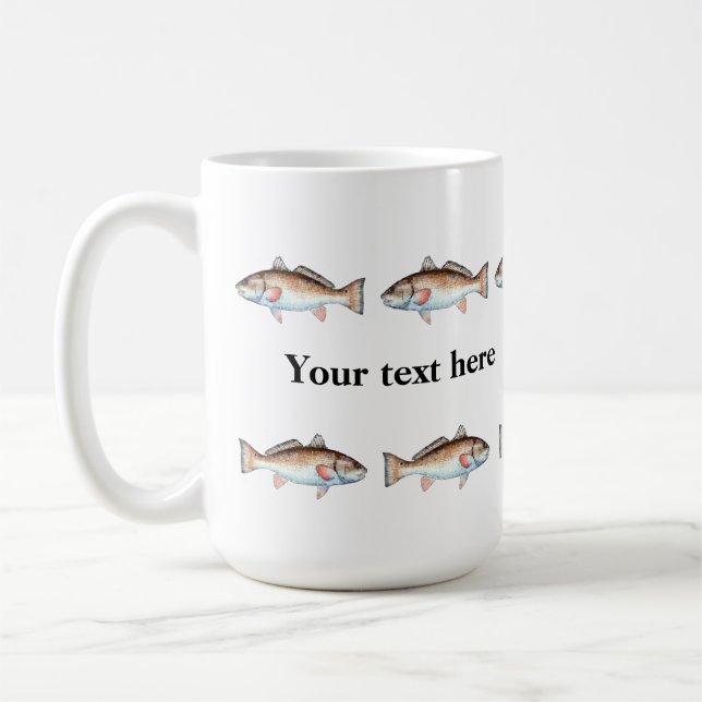 Artistic Redfish in a Line Personalized Mug (Left)