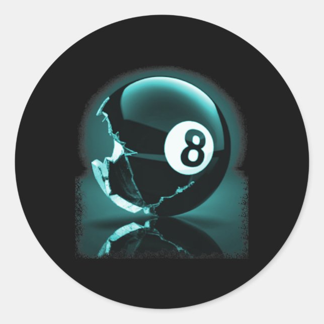 Artistic Reflection - 8 Ball Pool Design  Classic Round Sticker (Front)