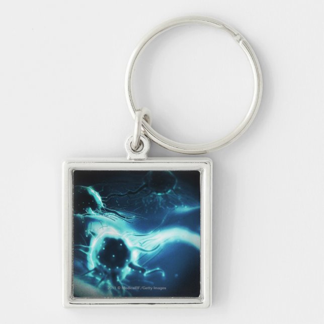 Artistic rendering of cancer cells keychain (Front)