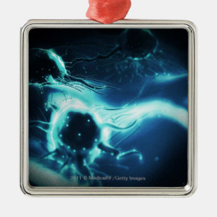 Artistic rendering of cancer cells metal ornament