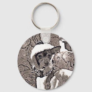 Artistic Rendering of Chihuahua with Hoodie Keychain