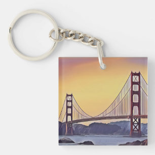 Artistic Rendition of the Golden Gate Bridge Keychain