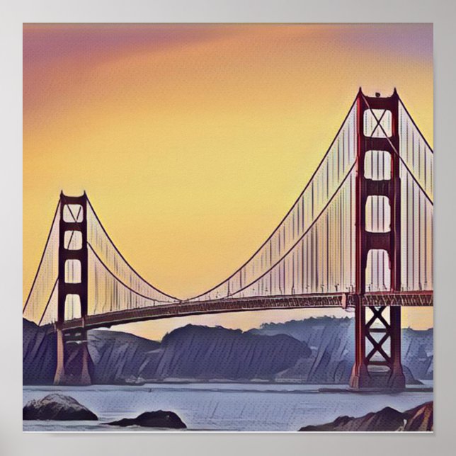 Artistic Rendition of the Golden Gate Bridge Poster (Front)