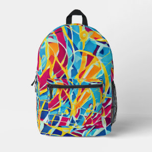 Artistic retro abstract pattern Modern mid century Printed Backpack