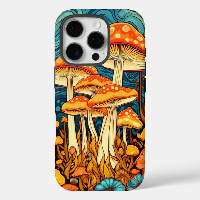 Artistic Retro Mushroom Forest Illustration Case-Mate iPhone Case (Back)
