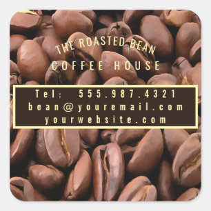Artistic Roasted Coffee Beans Business Card Square Sticker