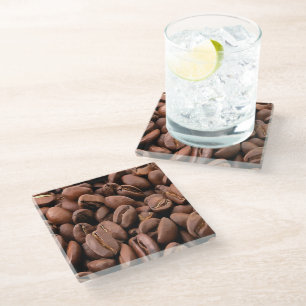 Artistic Roasted Coffee Beans Glass Coaster