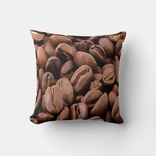 Artistic Roasted Coffee Beans Throw Pillow (Front)