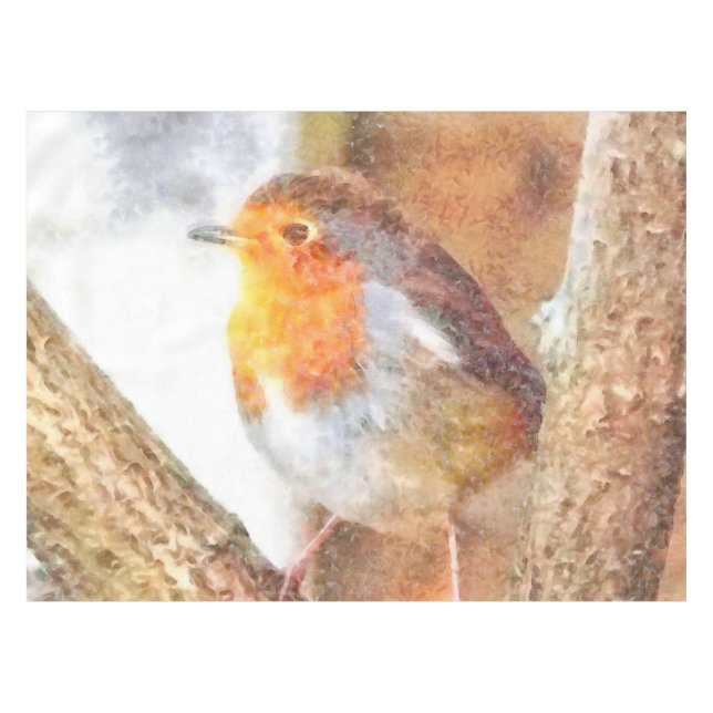 Artistic Robin Redbreast Perched  Tablecloth (Front (Horizontal))