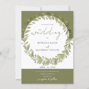 Artistic Romantic Green Wreath Invitation