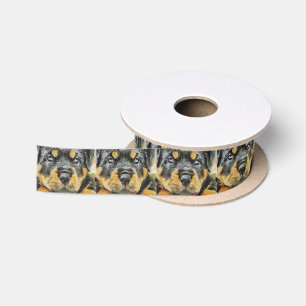 Artistic Rottweiler Puppy Portrait Satin Ribbon