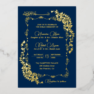 Artistic Royal Blue Gold Floral Paisley Muslim Wed