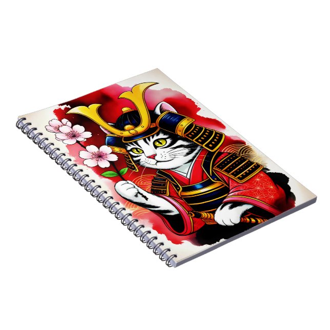 Artistic Samurai Cat Cherry For Journaling & Write Notebook (Right Side)