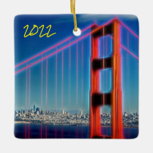 Artistic San Francisco Golden Gate Bridge, Ceramic Ornament