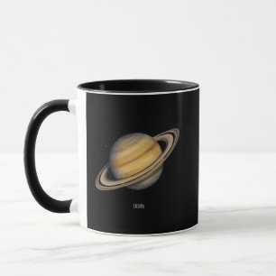 Artistic Saturn with Vibrant Rings Mug