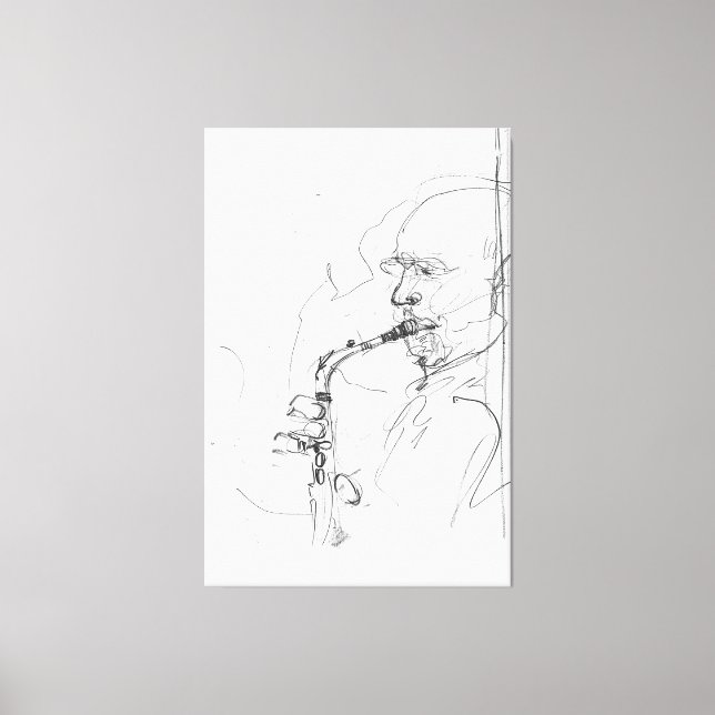 Artistic Saxophonist Sketch - Canvas Print (Front)