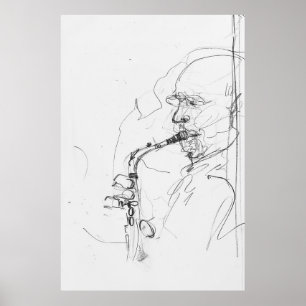 Artistic Saxophonist Sketch - Poster