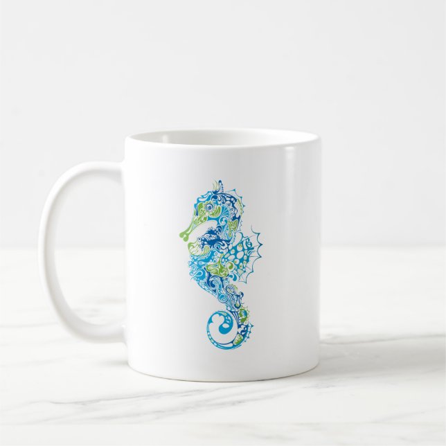 Artistic Seahorse Coffee Mug (Left)