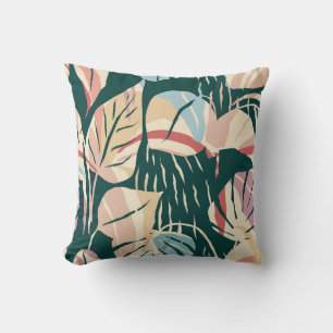 Artistic seamless pattern with abstract leaves. Mo Throw Pillow