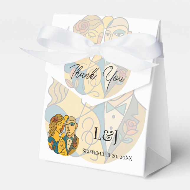 Artistic Silhouette Destination Wedding Modern Art Favor Box (Front Side)