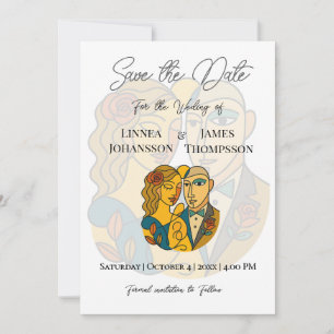 Artistic Silhouette Destination Wedding Modern Art Save The Date