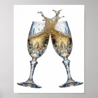 Artistic Silver CHAMPAGNE GLASSES 3D Text Art