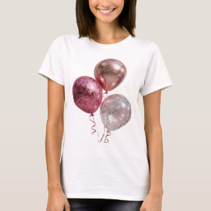 Artistic Silver GLITTERY BALLOONS Slogan Tee