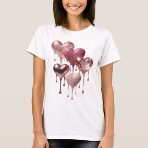 Artistic Silver HEARTS OF GLITTER Print T-Shirt