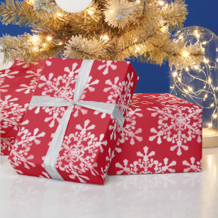 Artistic snowflake colour editable red Christmas Wrapping Paper
