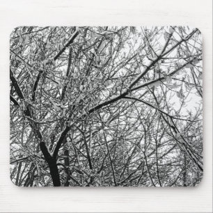 Artistic Snowy Tree Branches B & W Photography Mouse Pad