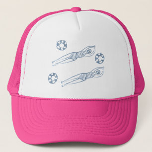 Artistic Snychro Swimmers Blue Illustration Trucker Hat