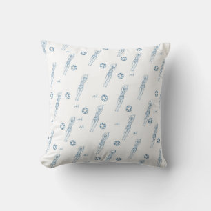 Artistic Snychro Swimming Team Girls Blue Pattern  Throw Pillow