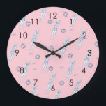 Artistic Snychro Swimming Team Swimmers Pink   Large Clock<br><div class="desc">Featuring cool modern illustration of synchronized women artistic swimmers. Artistic swimmers gift design in a pastel colours. Cool swim team gift. synchronized swimming team gifts, synchronized swimming team coach gift. Artistic swimmers girl team gifts ideas. Artistic swimming home decor, stationery and more, please see more in a collection. Skandi artistic...</div>